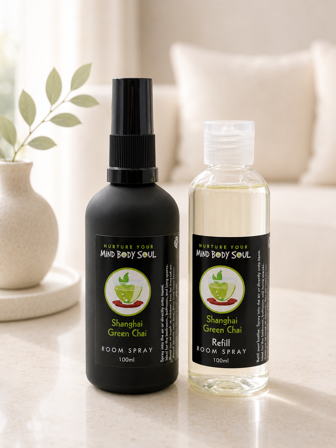 Shanghai Green Chai 100ml Room Spray and 100ml Refill Bottle