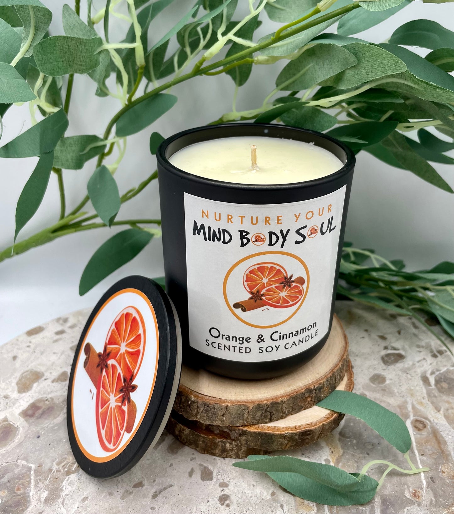 Orange & Cinnamon Scented Soy Candle