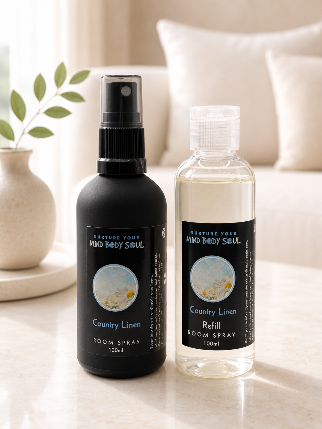 Country Linen 100ml Room Spray and 100ml Refill Bottle
