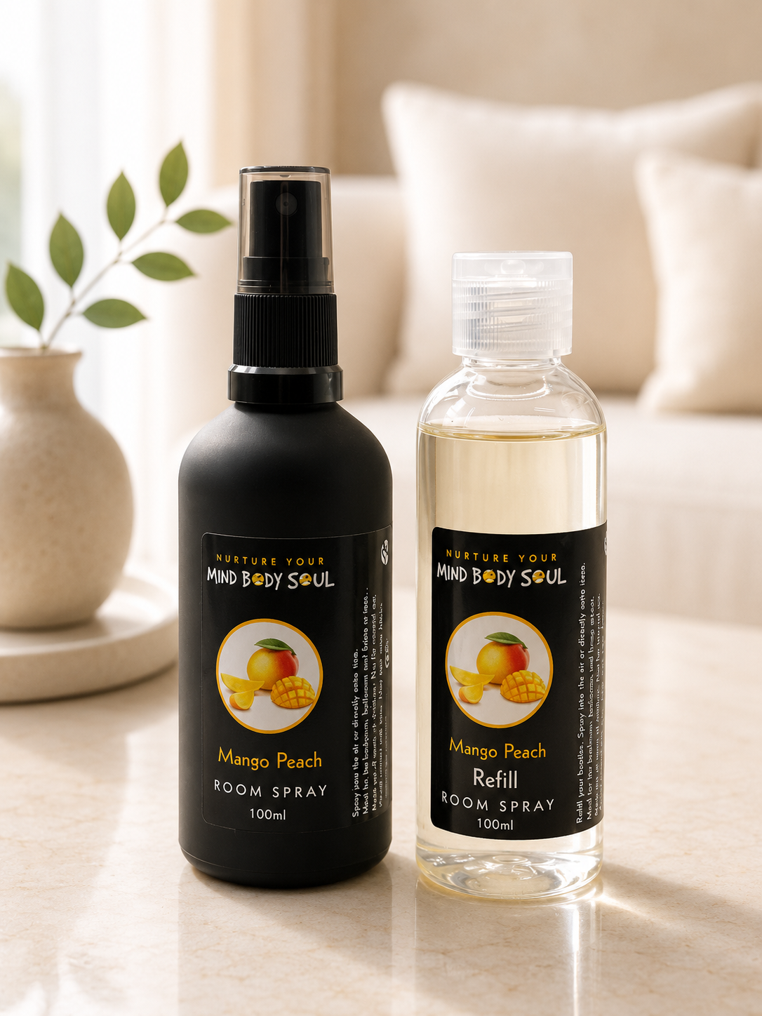 Mango Peach 100ml Room Spray and 100ml Refill Bottle