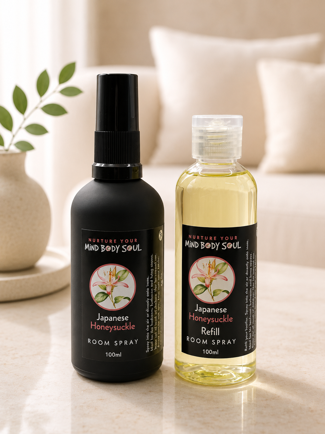 Japanese Honeysuckle 100ml Room Spray and 100ml Refill Bottle