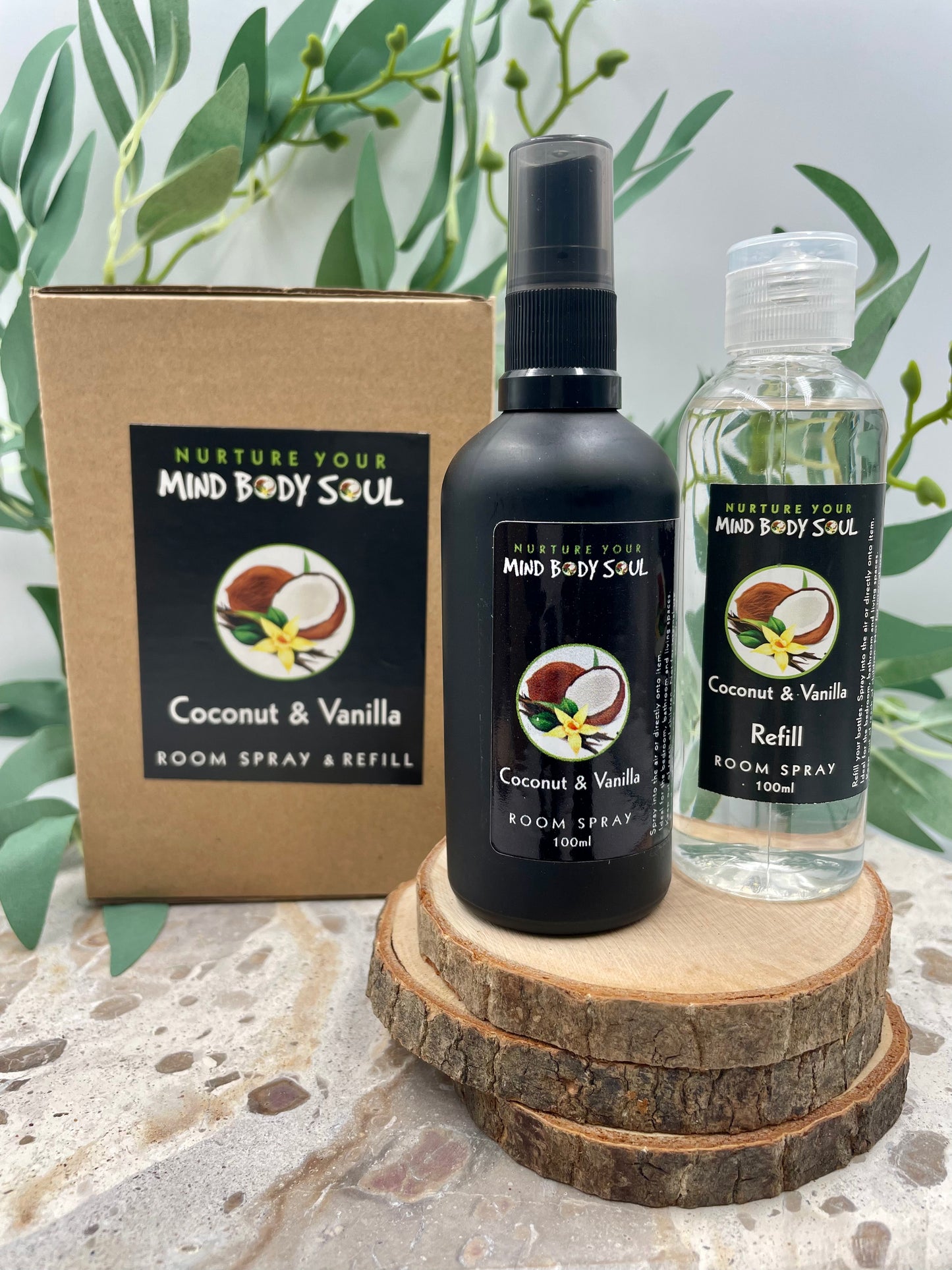 Coconut & Vanilla 100ml Room Spray and 100ml Refill Bottle
