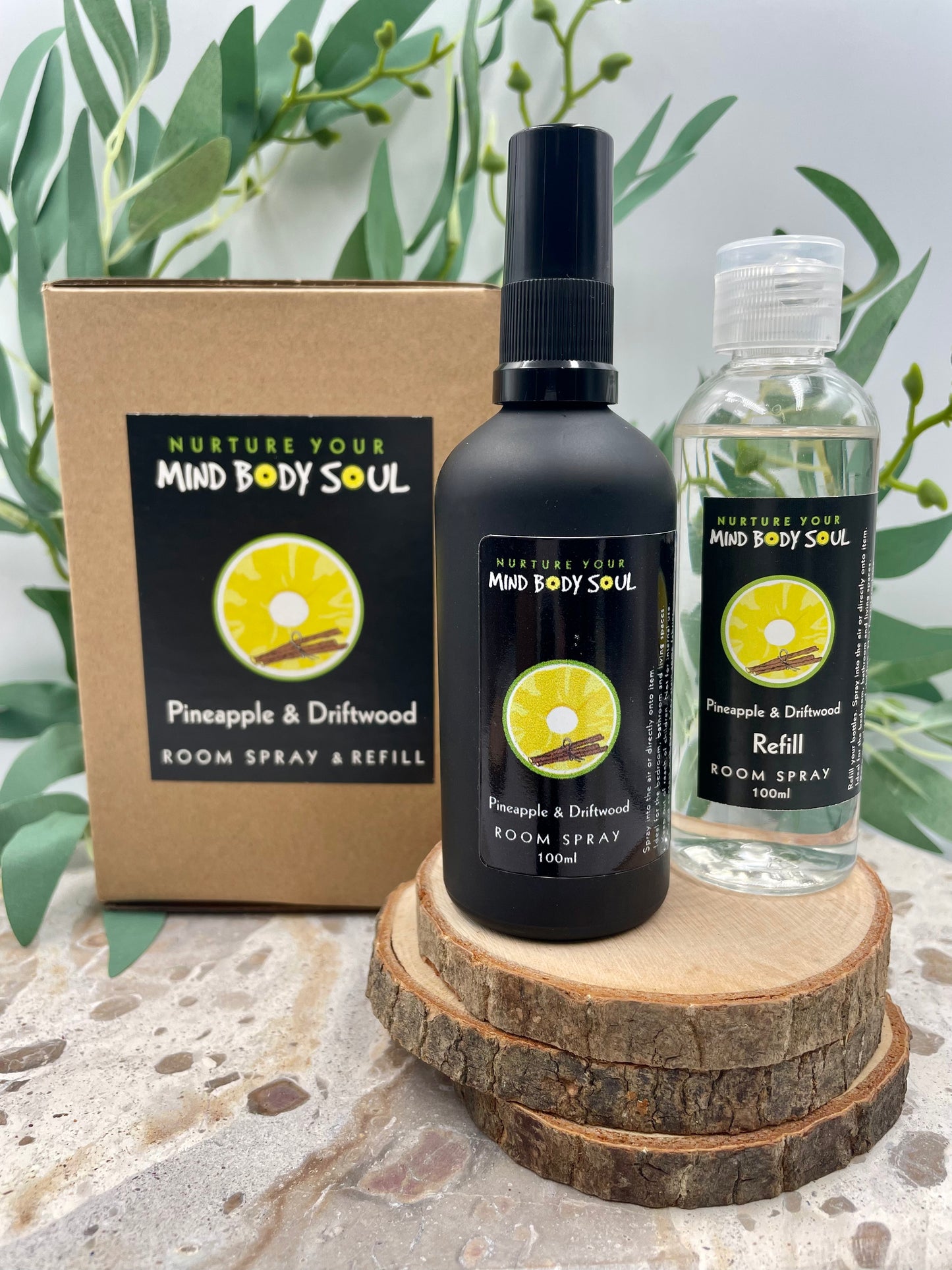 Pineapple & Driftwood 100ml Room Spray and 100ml Refill Bottle