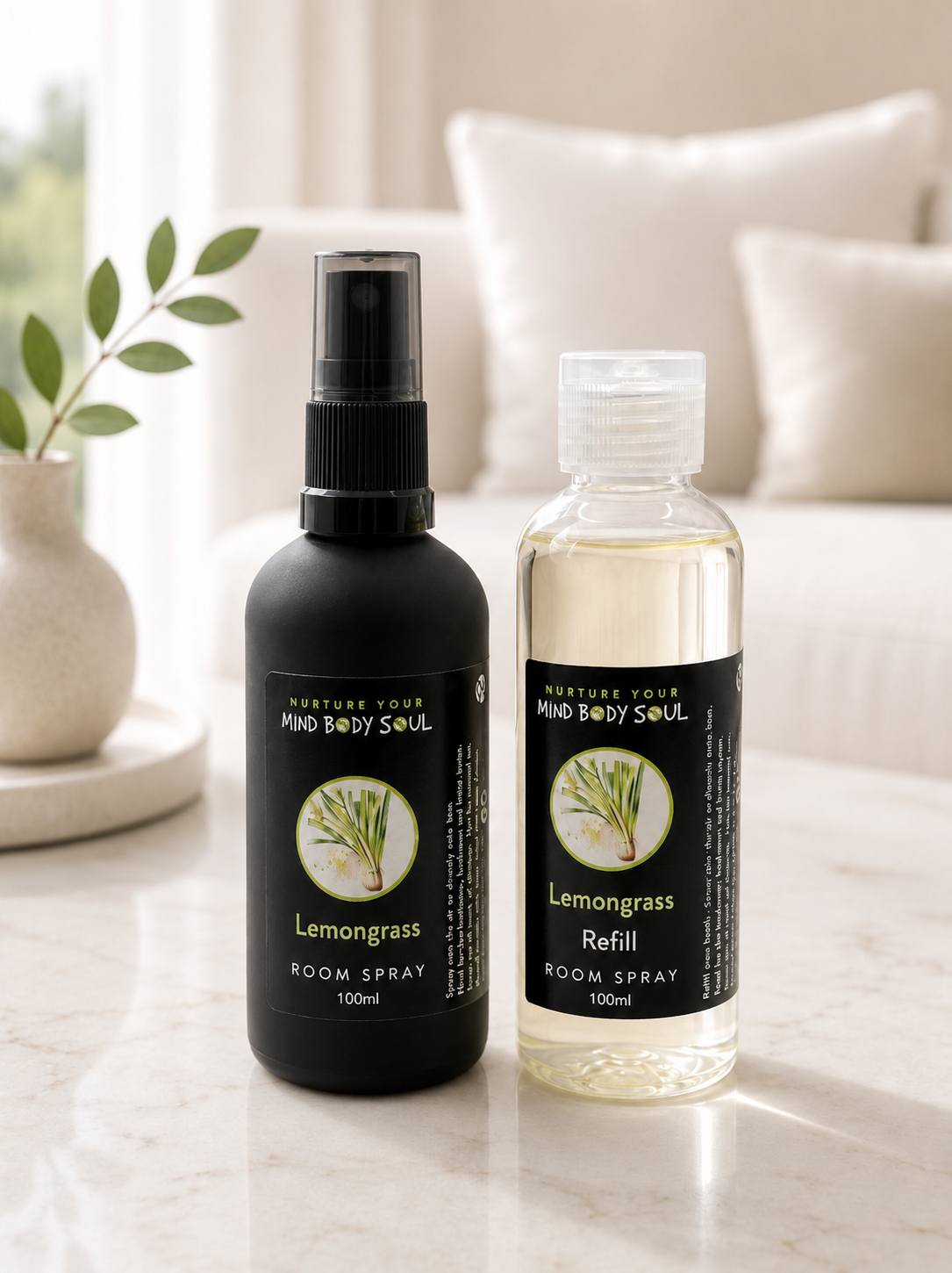 Lemongrass 100ml Room Spray and 100ml Refill Bottle