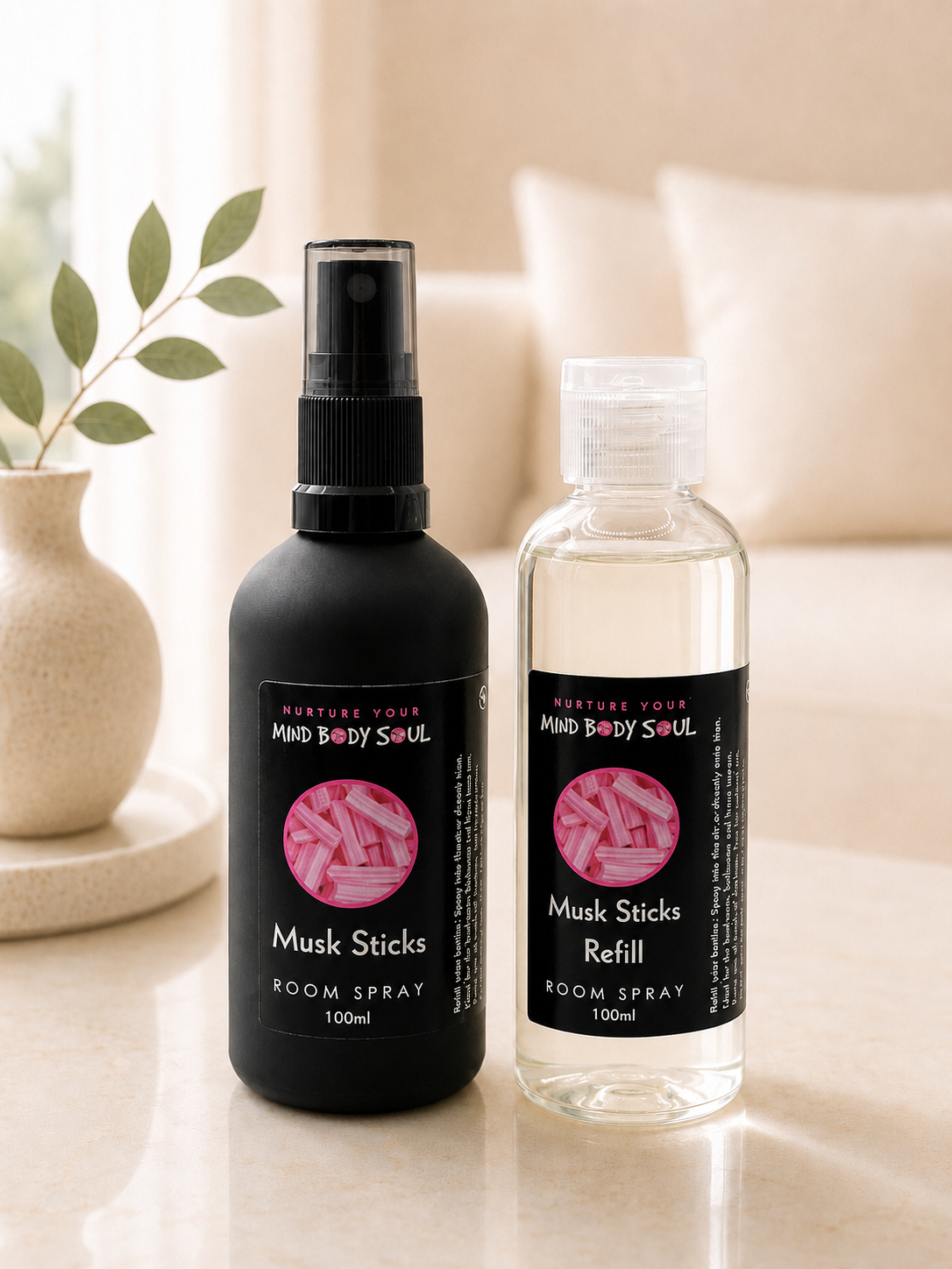 Musk Sticks 100ml Room Spray and 100ml Refill Bottle