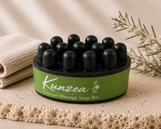 Kunzea Charcole Massage Soap Bar - One Bar. Three Benefits. Naturally Crafted