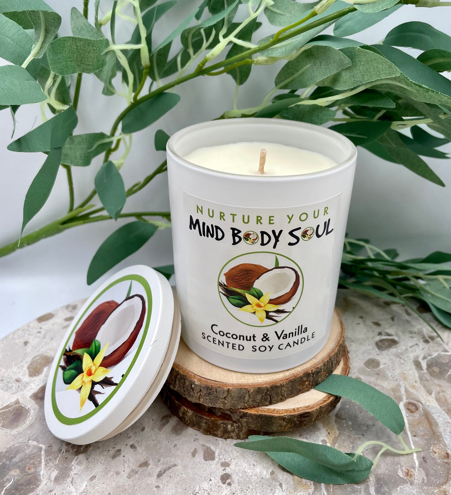 Coconut & Vanilla Scented Soy Candle