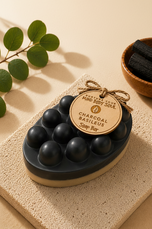 Charcoal & Goats Milk Massage Soap Bar - Basileus