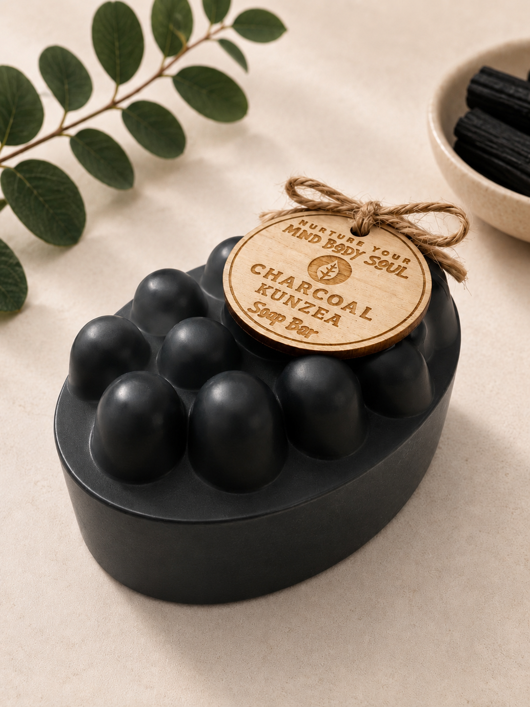 Kunzea Charcole Massage Soap Bar - One Bar. Three Benefits. Naturally Crafted
